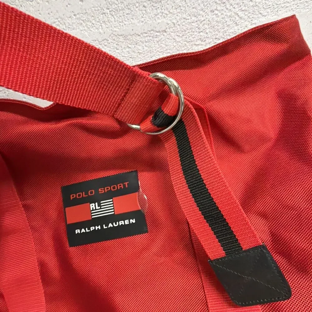 Vintage Polo Sport Ralph Lauren Red Duffel Gym Travel Bag USA 1990s